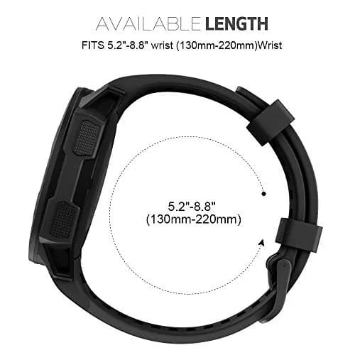 NotoCity Soft Silicone Watch Band for Garmin Instinct 2/Solar/Tactical 20mm Black | Durable & Comfortable Fit thumbnail 6