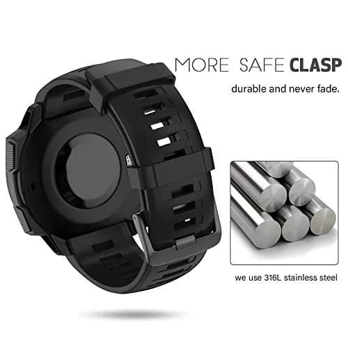 NotoCity Soft Silicone Watch Band for Garmin Instinct 2/Solar/Tactical 20mm Black | Durable & Comfortable Fit thumbnail 3
