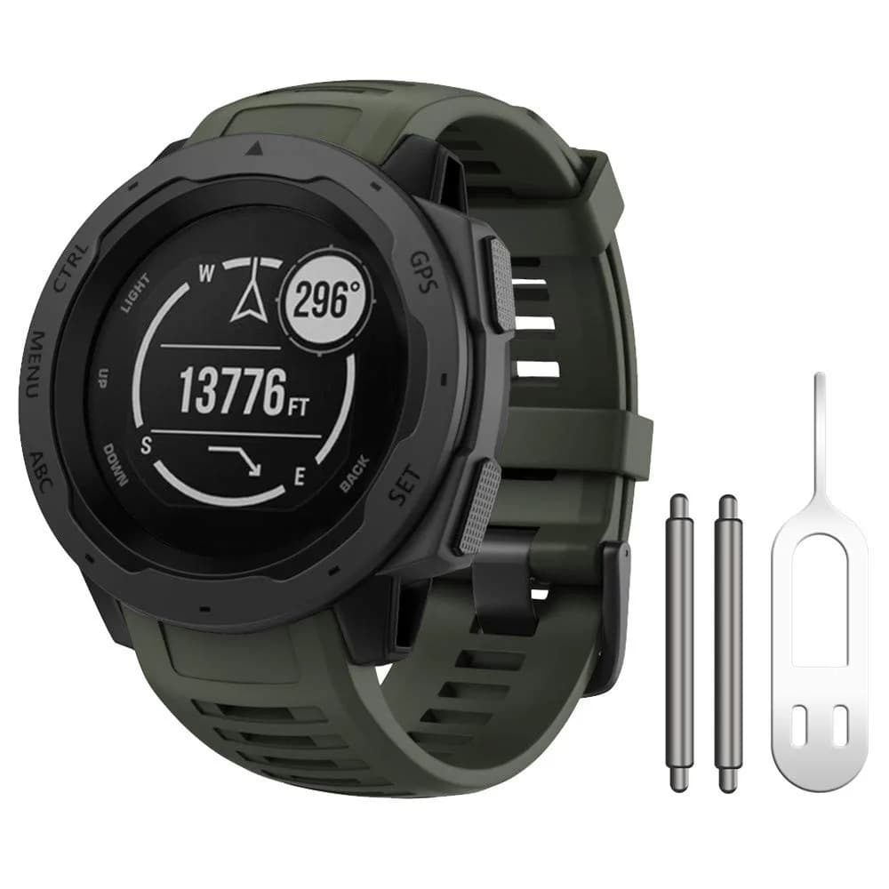 NotoCity Soft Silicone Watch Band for Garmin Instinct 2/Solar/Tactical 22mm (Army Green) | Durable & Water-Resistant - main product image