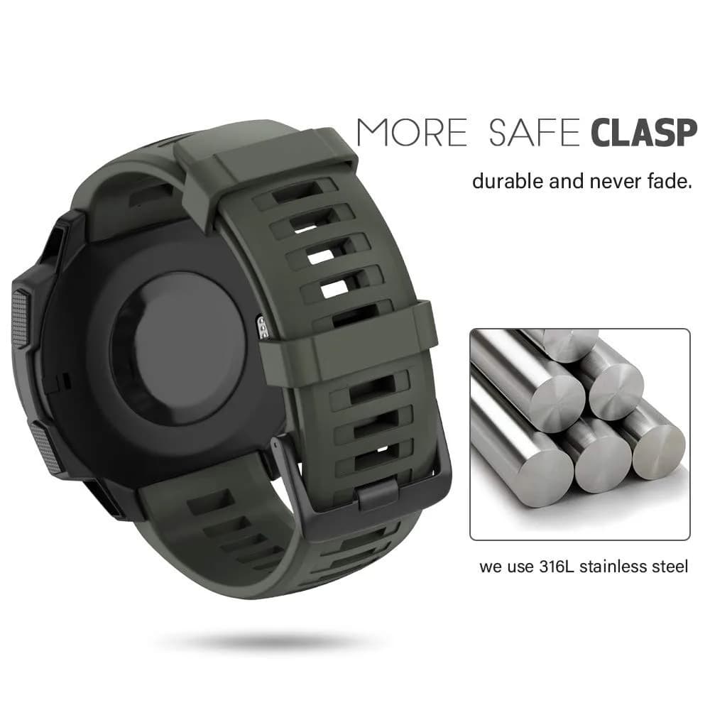 NotoCity Soft Silicone Watch Band for Garmin Instinct 2/Solar/Tactical 22mm (Army Green) | Durable & Water-Resistant - view 3