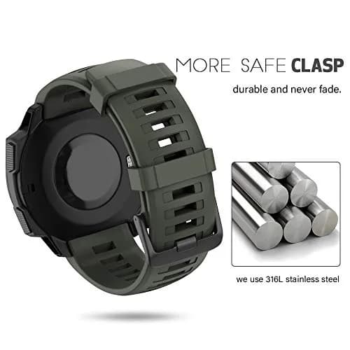 NotoCity Soft Silicone Watch Band for Garmin Instinct 2/Solar/Tactical 22mm (Army Green) | Durable & Water-Resistant thumbnail 3