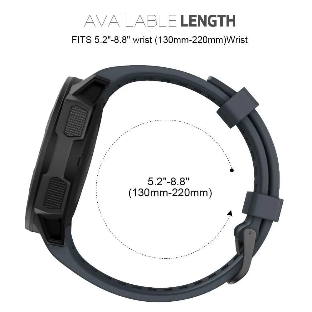 NotoCity Soft Silicone Watch Band for Garmin Instinct 2/Solar/Tactical 22mm (Graphite) - view 6
