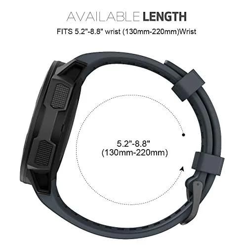 NotoCity Soft Silicone Watch Band for Garmin Instinct 2/Solar/Tactical 22mm (Graphite) thumbnail 6