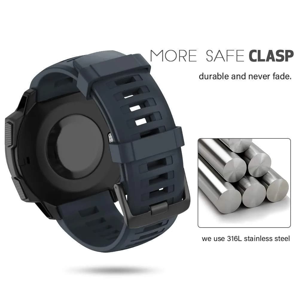 NotoCity Soft Silicone Watch Band for Garmin Instinct 2/Solar/Tactical 22mm (Graphite) - view 2