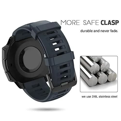 NotoCity Soft Silicone Watch Band for Garmin Instinct 2/Solar/Tactical 22mm (Graphite) thumbnail 2