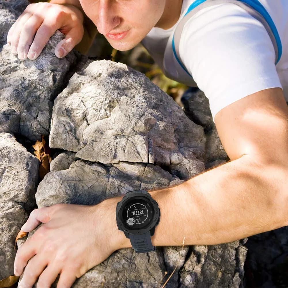 NotoCity Soft Silicone Watch Band for Garmin Instinct 2/Solar/Tactical 22mm (Graphite) - view 4