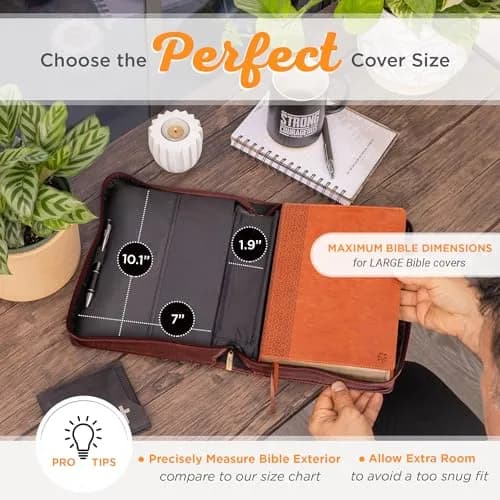 Christian Art Gifts Brown Faux Leather Bible Cover for Men: Names of God Large | Exodus 34:6 Scripture thumbnail 5