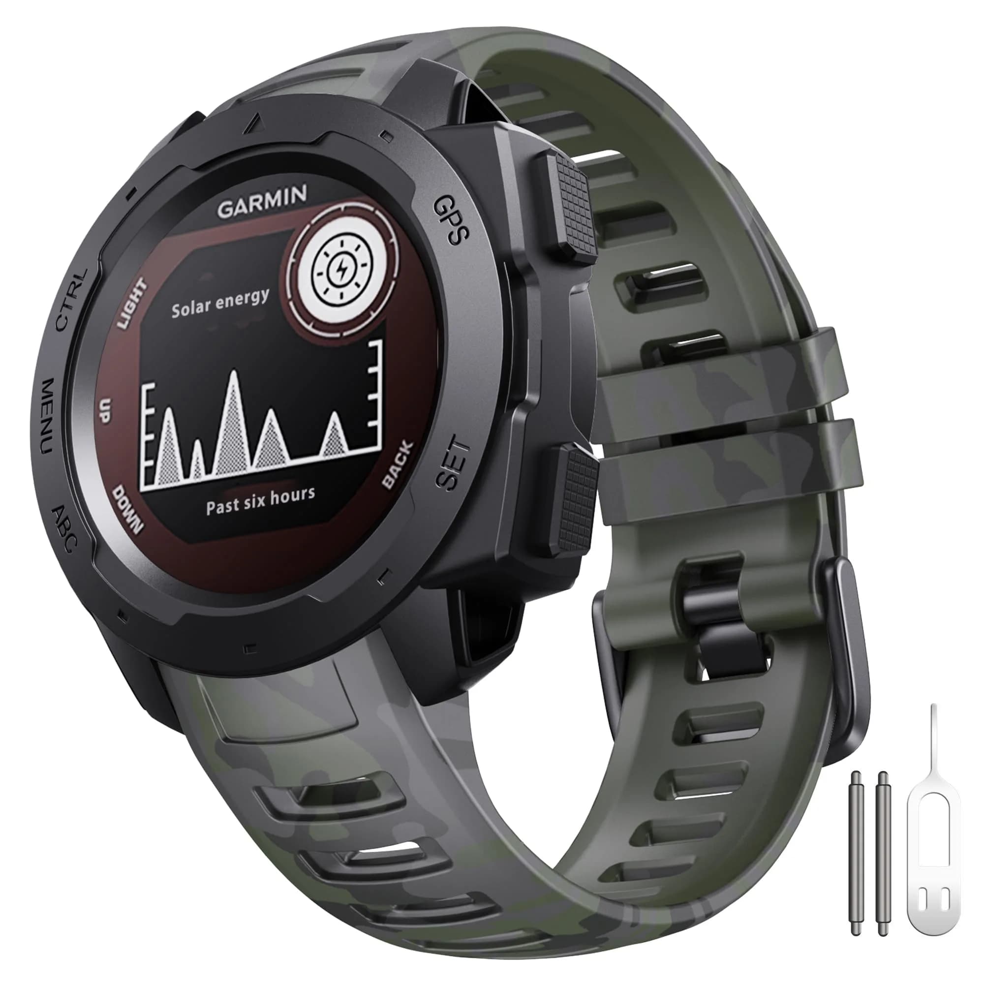 NotoCity Garmin Instinct Band, Soft Silicone Replacement Strap 22mm | Camouflage Army Green — Camo Army Green