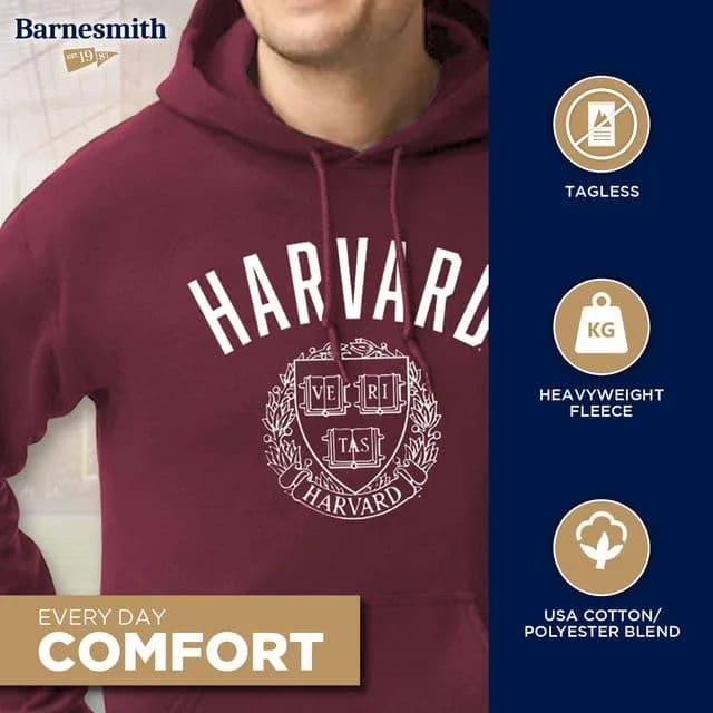 Barnesmith Harvard University Sweatshirt, Heritage, Crimson, Small | NCAA Licensed Collegiate Hoodie thumbnail 6