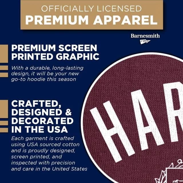 Barnesmith Harvard University Sweatshirt, Heritage, Crimson, Small | NCAA Licensed Collegiate Hoodie thumbnail 7