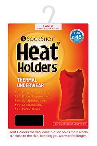 HEAT HOLDERS Mens Cotton Winter Fleece Thermal Underwear Sleeveless Top Vest XX-Large | 0.45 TOG Slim Fit thumbnail 4