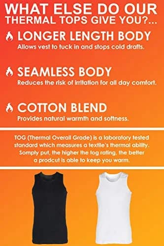 HEAT HOLDERS Mens Cotton Winter Fleece Thermal Underwear Sleeveless Top Vest XX-Large | 0.45 TOG Slim Fit thumbnail 6
