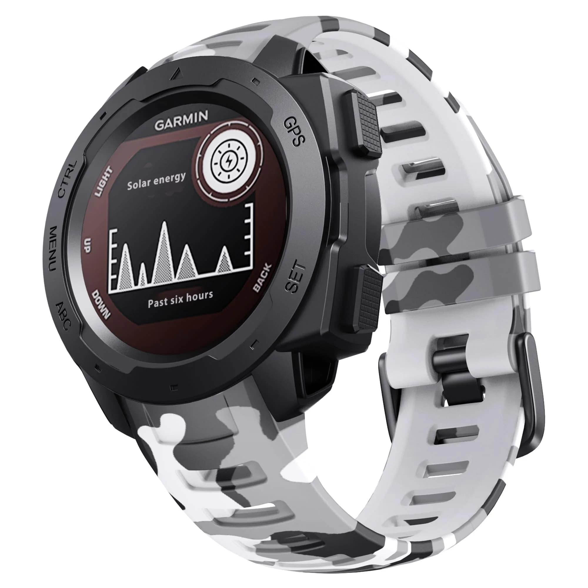 NotoCity Garmin Instinct Watch Band, Soft Silicone Replacement Strap, Camo White | Compatible with Instinct 2/ Solar/Tactical