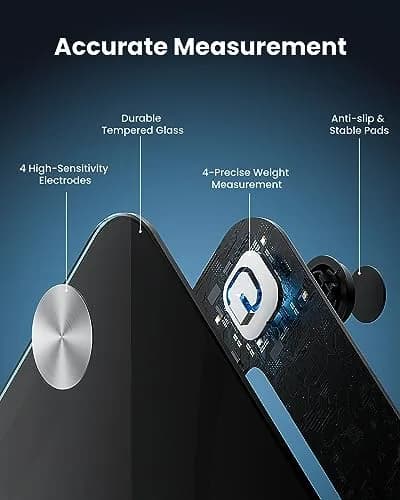 RENPHO Digital Smart Scale, BMI & Body Fat, Bluetooth, 13 Metrics, App Sync, 26cm (10.2") | Accurate Body Composition Tracking thumbnail 7