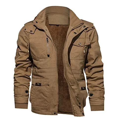 TACVASEN Men's Winter Jacket Fleece Lined Military Thick Coat Khaki XL | Windproof & Warm thumbnail 1