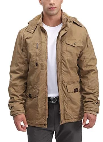 TACVASEN Men's Winter Jacket Fleece Lined Military Thick Coat Khaki XL | Windproof & Warm thumbnail 2