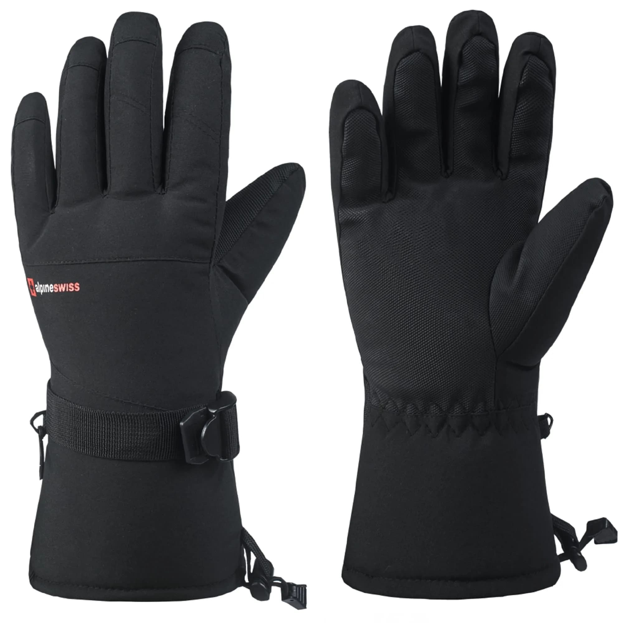 Alpine Swiss Mens Waterproof Snow Ski Gloves XL | Windproof & Thinsulate Warm (enlarged XL size for men)