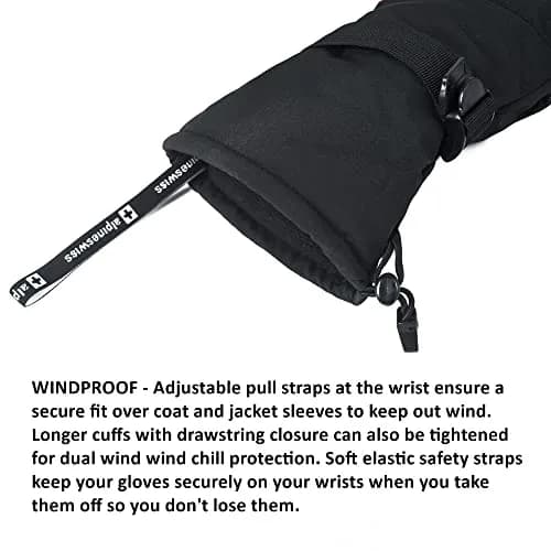 Alpine Swiss Mens Waterproof Snow Ski Gloves XL | Windproof & Thinsulate Warm (enlarged XL size for men) thumbnail 4