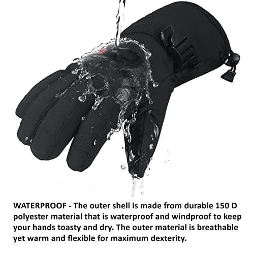 Alpine Swiss Mens Waterproof Snow Ski Gloves XL | Windproof & Thinsulate Warm (enlarged XL size for men) thumbnail 2