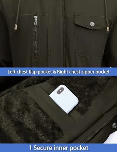 TACVASEN Men's Winter Jacket Fleece Lined Military Coat XL | Windproof & Warm thumbnail 6