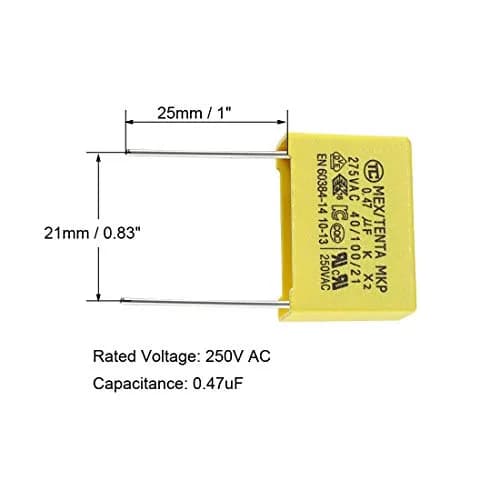 uxcell Polypropylene Film Safety Capacitors 0.47uF 250VAC X2 | Compact, Flame-Retardant, Long Service Life thumbnail 3
