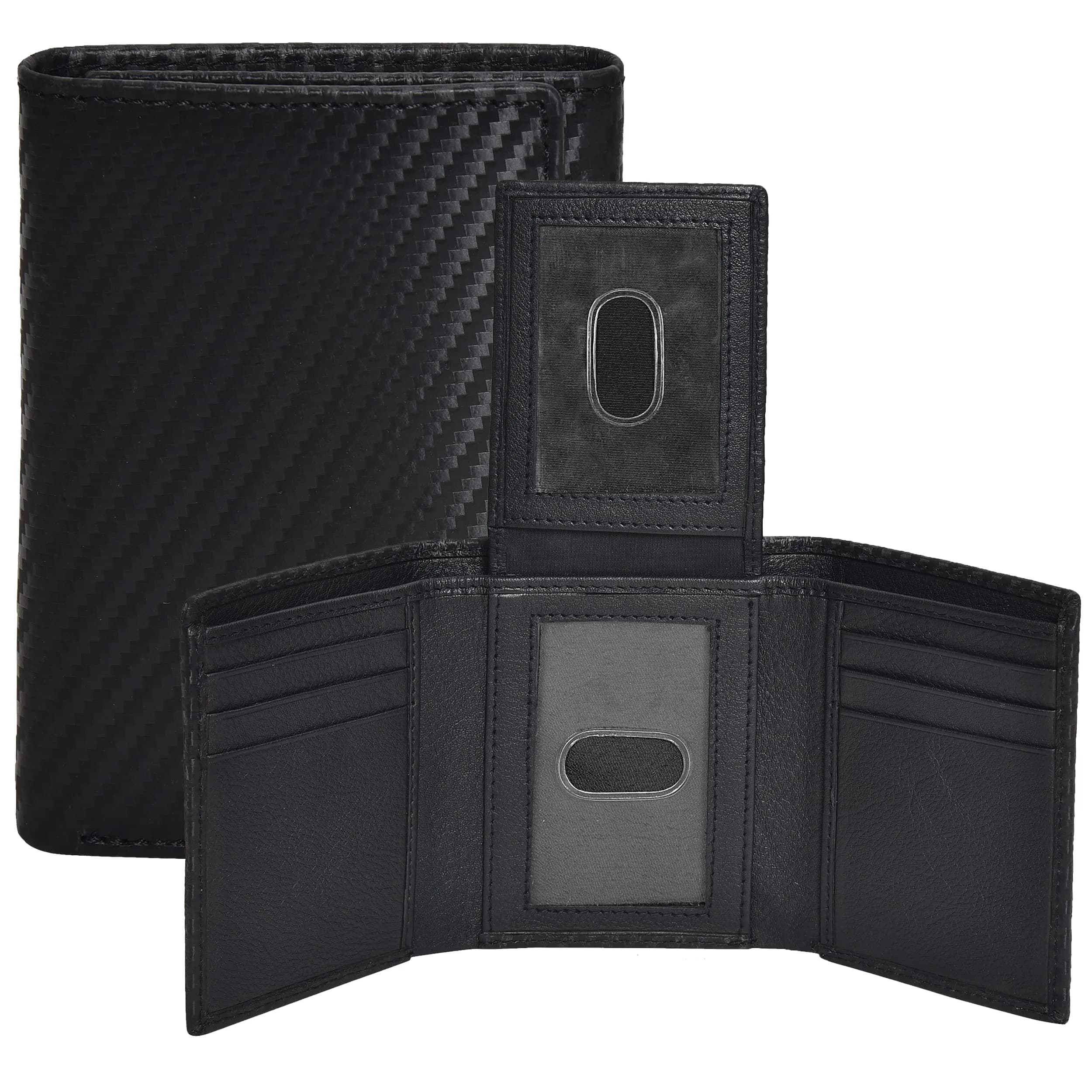 Oak Leathers Charcoal Trifold Wallet RFID Blocking Slim with ID Window - main product image