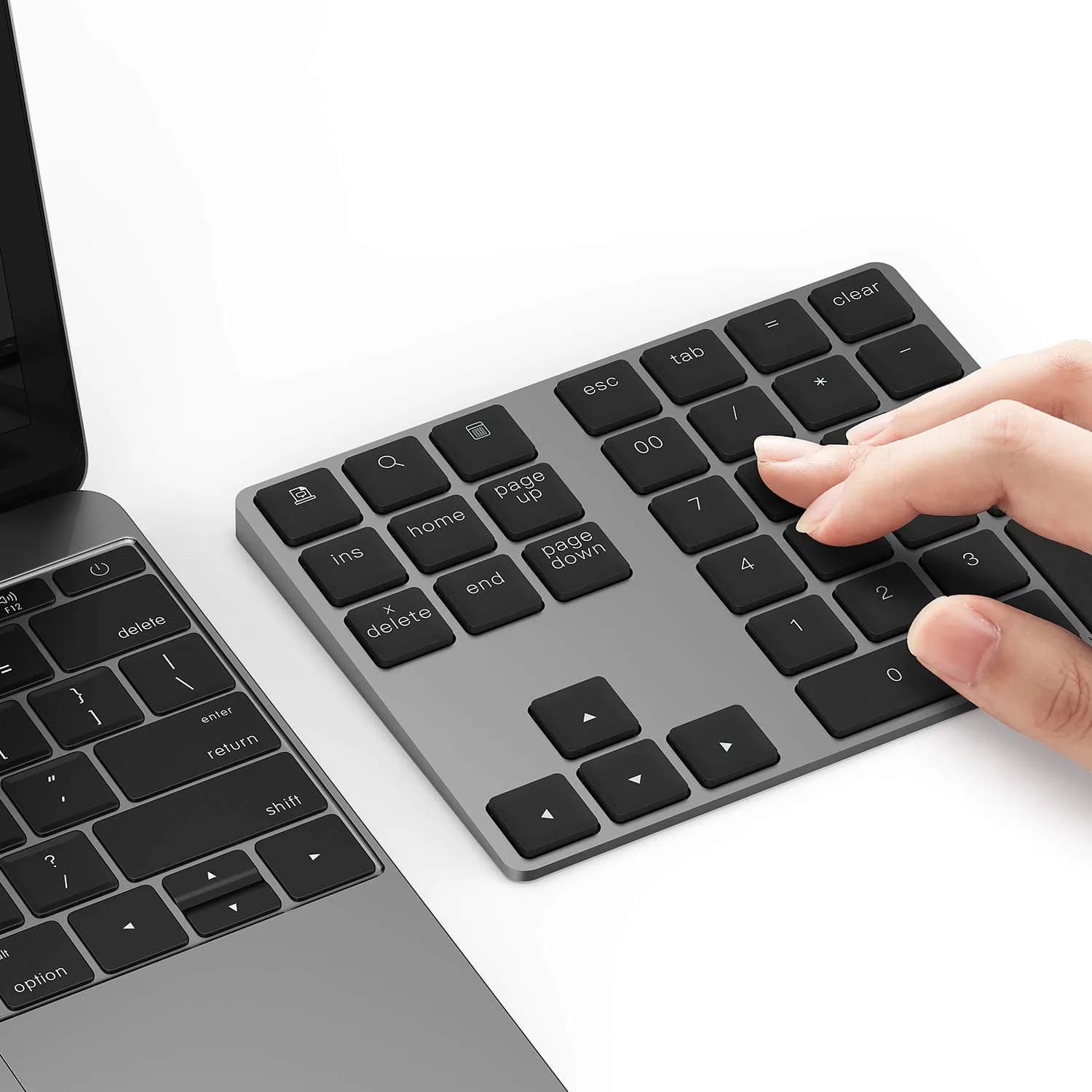 Lekvey Aluminum Rechargeable Wireless Numeric Keypad 34-Keys | Bluetooth 5.0 for Mac, Windows, Android - main product image