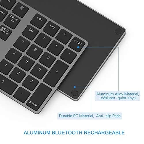 Lekvey Aluminum Rechargeable Wireless Numeric Keypad 34-Keys | Bluetooth 5.0 for Mac, Windows, Android thumbnail 5