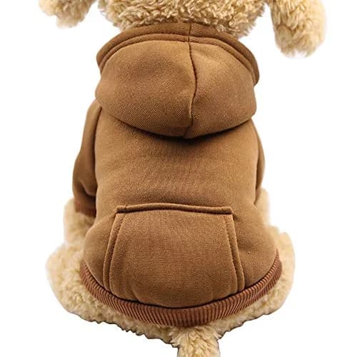 JECIKELON Small Dog Hoodie with Pocket | Warm Fleece Winter Coat for Pets (70-120 chars) thumbnail 1