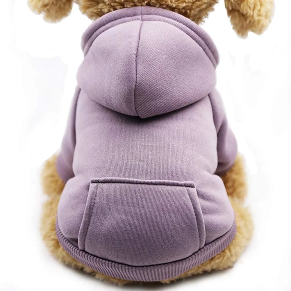 JECIKELON Small Dog Hoodie with Pocket | Warm Fleece Winter Coat for Pets (70-120 chars) — Purple