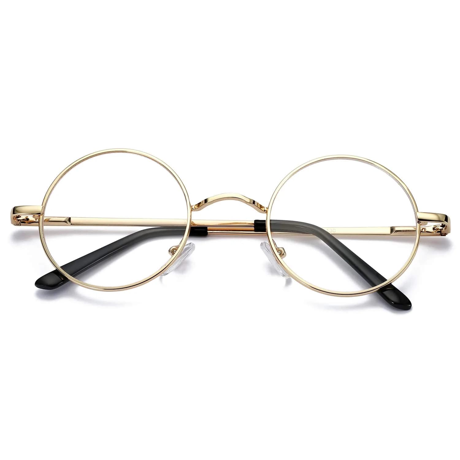 Pro Acme Retro Round Clear Lens Glasses with Metal Frame (Gold) | 46mm Lens Width - view 5