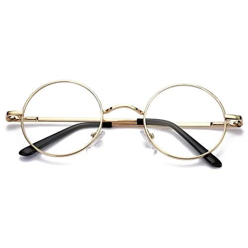 Pro Acme Retro Round Clear Lens Glasses with Metal Frame (Gold) | 46mm Lens Width thumbnail 5
