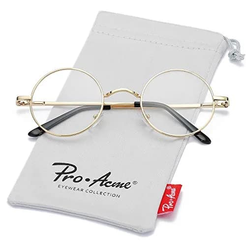 Pro Acme Retro Round Clear Lens Glasses with Metal Frame (Gold) | 46mm Lens Width thumbnail 6