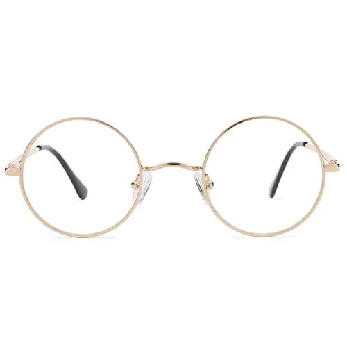 Pro Acme Retro Round Clear Lens Glasses with Metal Frame (Gold) | 46mm Lens Width thumbnail 7