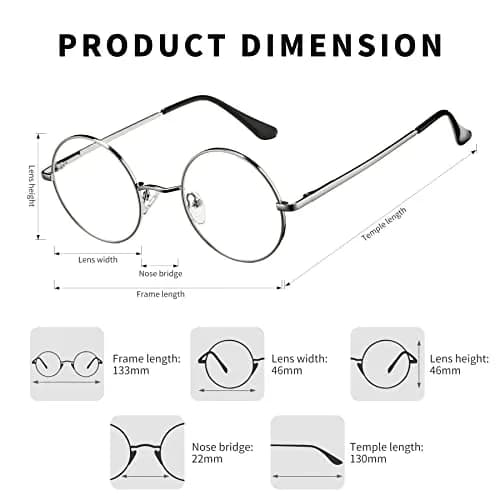 Pro Acme Retro Small Round Metal Frame Clear Lens Eyeglasses 46mm (1.81 inches) | Fashionable Non-Prescription Eyewear thumbnail 3