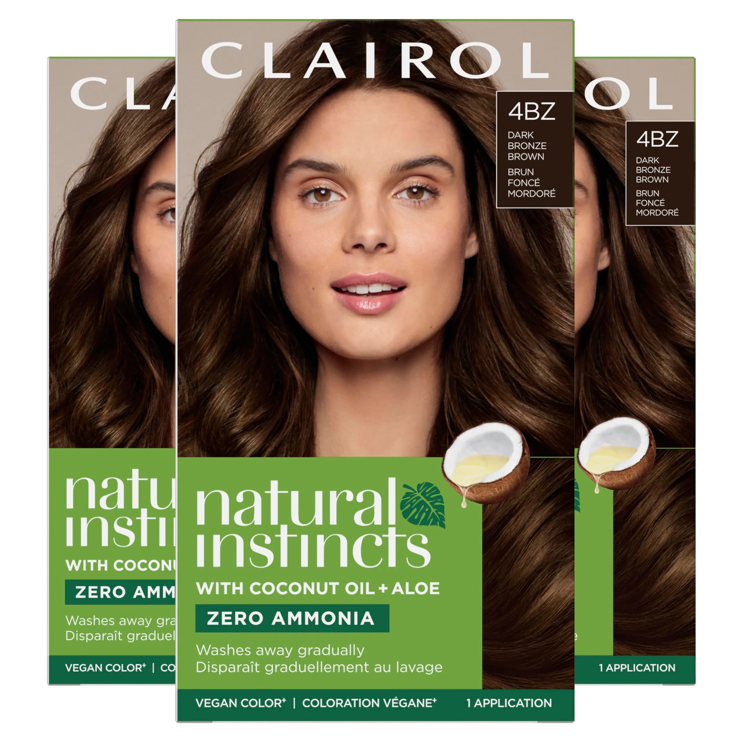 Clairol Natural Instincts Demi-Permanent Hair Dye 4BZ Dark Bronze Brown 525ml (17.55 Fl Oz) | Ammonia-Free Vegan Hair Color