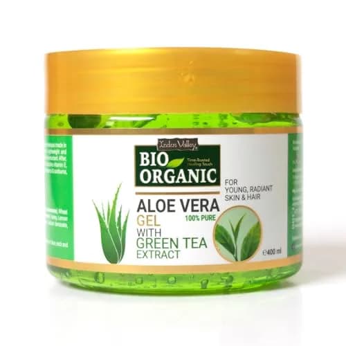 INDUS VALLEY Bio Organic Pure Aloe Vera Gel With Green Tea Extract 400ml (13.53 Fl Oz) | Soothes & Hydrates Skin thumbnail 1