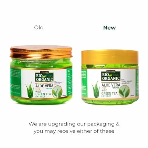 INDUS VALLEY Bio Organic Pure Aloe Vera Gel With Green Tea Extract 400ml (13.53 Fl Oz) | Soothes & Hydrates Skin thumbnail 4