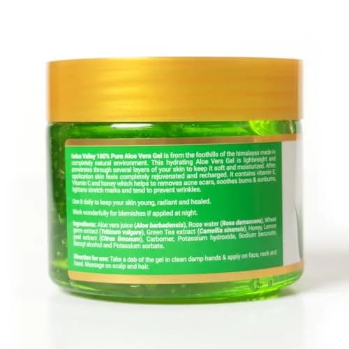 INDUS VALLEY Bio Organic Pure Aloe Vera Gel With Green Tea Extract 400ml (13.53 Fl Oz) | Soothes & Hydrates Skin thumbnail 3