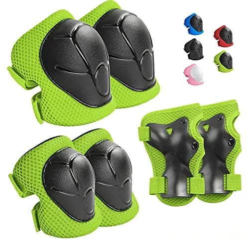 Wemfg Impact Protection Gear Set for Kids 3-8 Years | Knee, Elbow & Wrist Guards with Adjustable Straps (Green) thumbnail 1