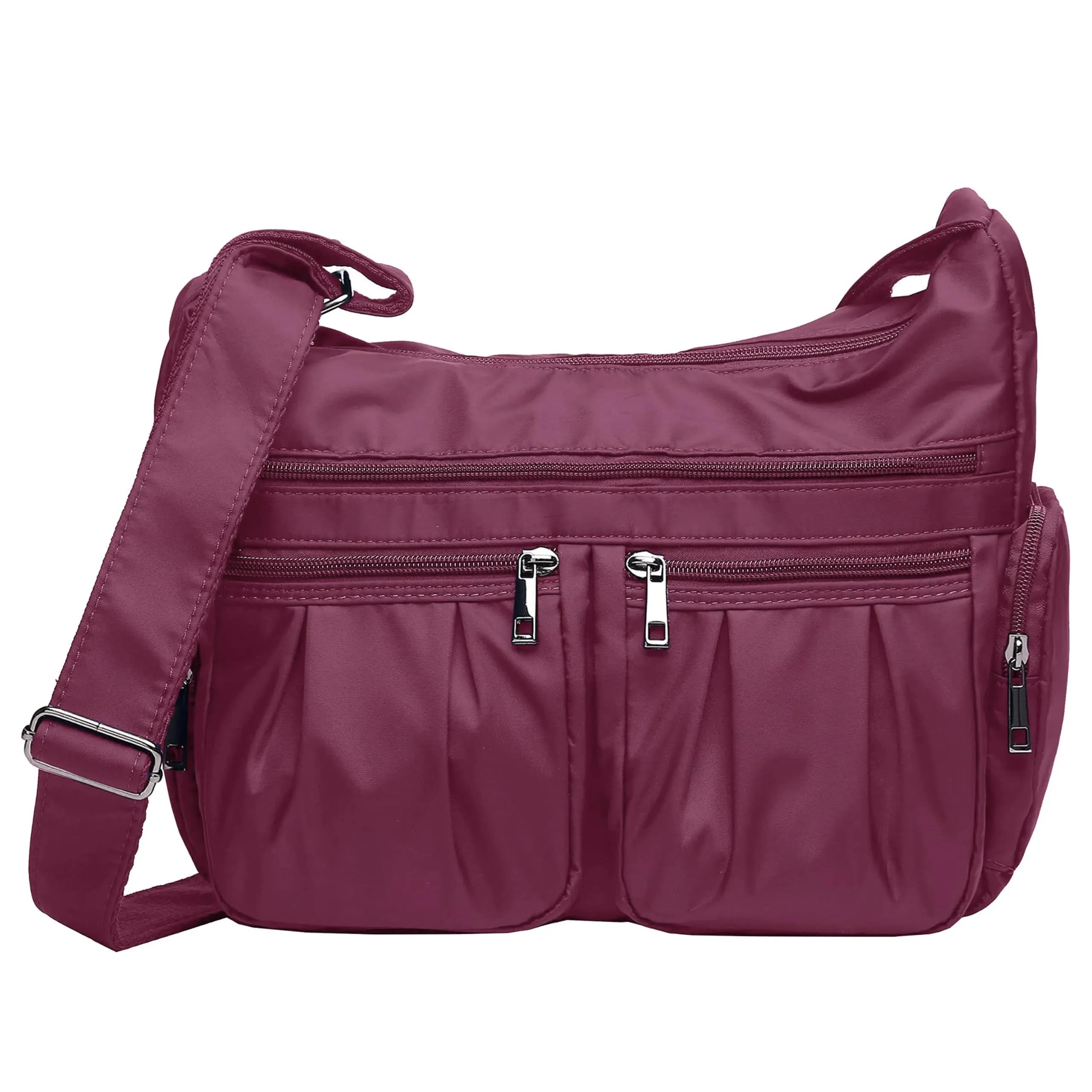 VOLGANIK ROCK Red Nylon Crossbody Handbag | Lightweight Waterproof Travel Bag for Women — Wine Red - Standard