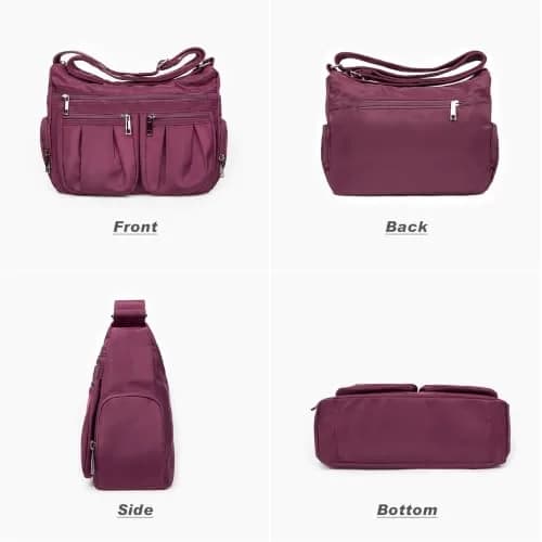 VOLGANIK ROCK Red Nylon Crossbody Handbag | Lightweight Waterproof Travel Bag for Women thumbnail 4