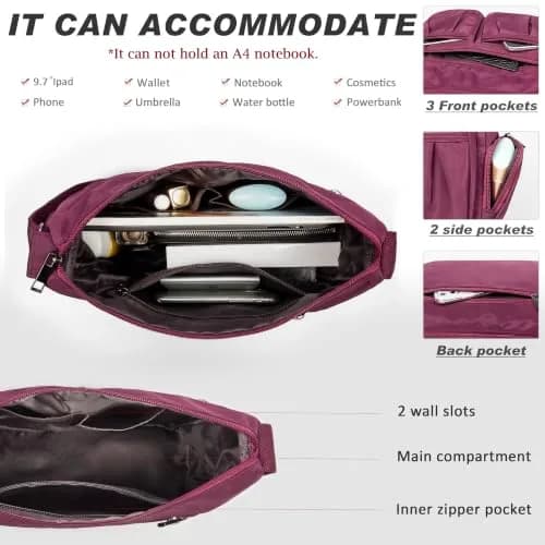 VOLGANIK ROCK Red Nylon Crossbody Handbag | Lightweight Waterproof Travel Bag for Women thumbnail 5