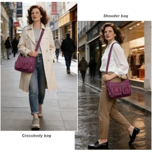 VOLGANIK ROCK Red Nylon Crossbody Handbag | Lightweight Waterproof Travel Bag for Women thumbnail 2