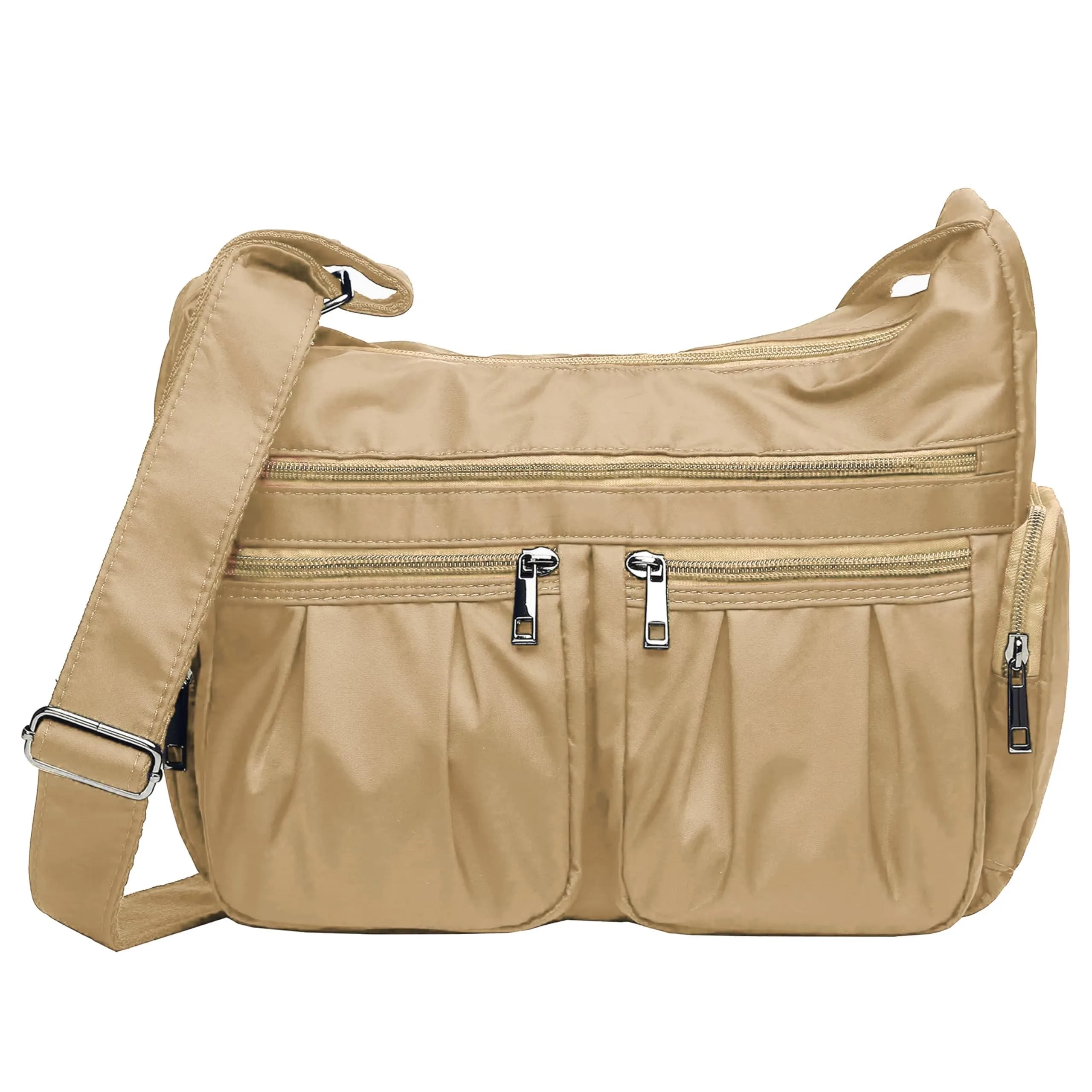 VOLGANIK ROCK Crossbody Purse Standard Size 28.6cm (11.25") | Lightweight Waterproof Nylon Travel Bag for Women — Khaki - Standard