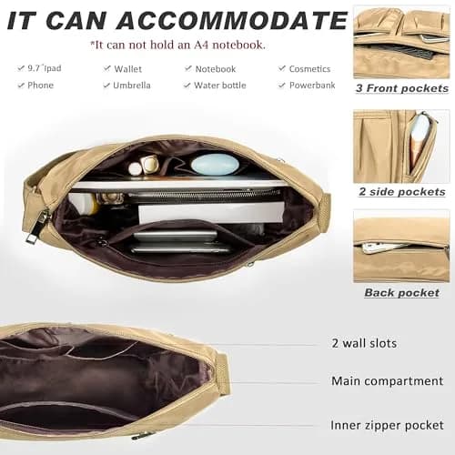 VOLGANIK ROCK Crossbody Purse Standard Size 28.6cm (11.25") | Lightweight Waterproof Nylon Travel Bag for Women thumbnail 5