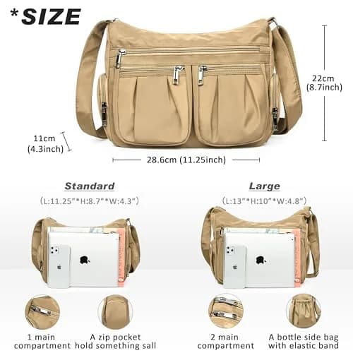 VOLGANIK ROCK Crossbody Purse Standard Size 28.6cm (11.25") | Lightweight Waterproof Nylon Travel Bag for Women thumbnail 3