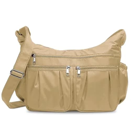 VOLGANIK ROCK Large Crossbody Purse Khaki 25.4cm (10in) | Lightweight Waterproof Nylon Travel Bag for Women thumbnail 1