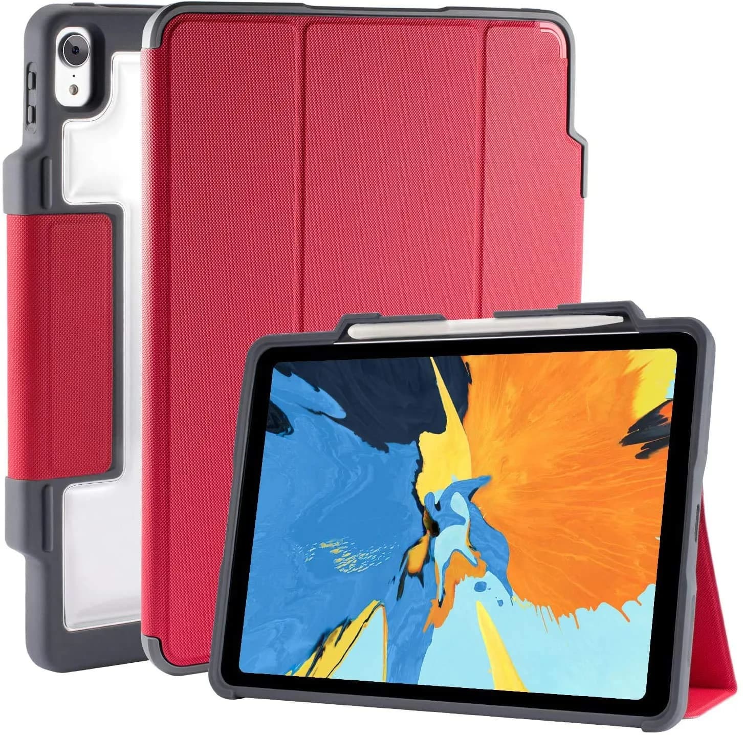 STM Dux Plus Rugged Case for Apple iPad Pro 12.9 2018 | Military Drop Test Certified — Red