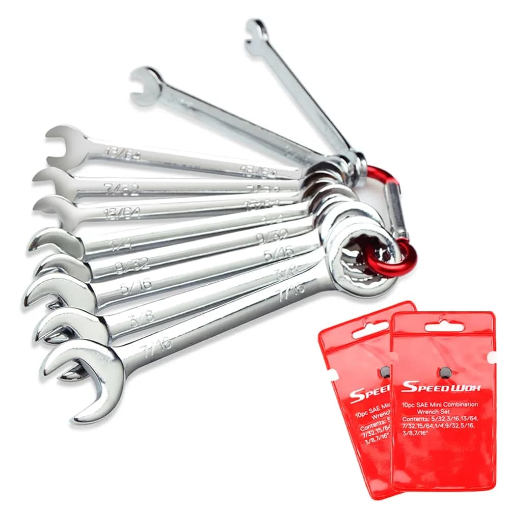 SPEEDWOX Mini SAE Wrench Set, 10-Piece, Open/Box End, High Carbon Steel, Heat Treated | Durable Hand Tools for Automotive & Home — Combination SAE 10-Piece